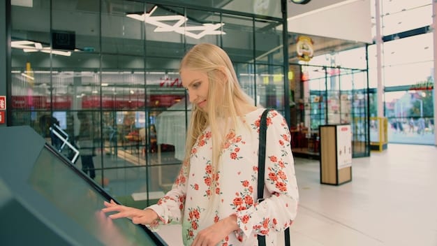Close-up of a Global Entry kiosk with a traveler scanning their passport.