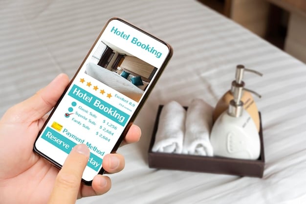 A close-up of a smartphone screen showing a hotel booking app with a notification highlighting a special discount for loyalty program members. The image emphasizes the benefits of joining hotel loyalty programs.