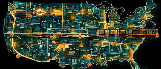 A detailed map of the United States highlighting the new Amtrak routes planned for 2025, with key cities and connections clearly marked.