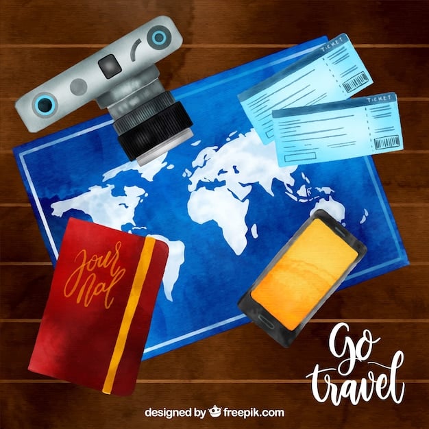 A passport open on a world map with various visa stamps, highlighting elements of global travel and international relations.